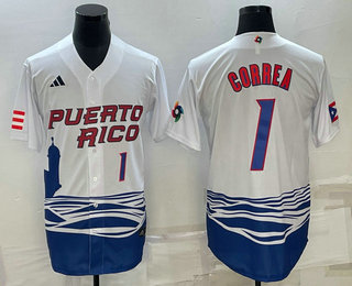 Mens Puerto Rico Baseball #1 Carlos Correa Number White 2023 World Baseball Classic Stitched Jersey,We sell and wholesale Mens Puerto Rico Baseball #1 Carlos Correa Number White 2023 World Baseball Classic Stitched Jersey on line form chian!